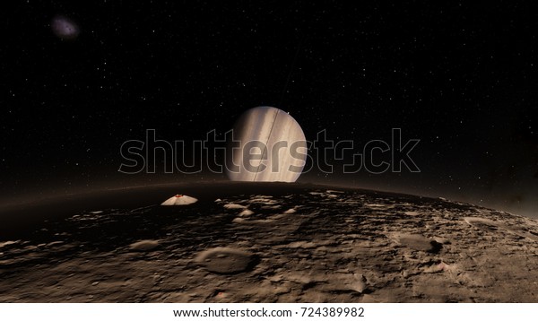 Exoplanet with rings gas\
giant Saturn planet 3D illustration (Elements of this image\
furnished by\
NASA)