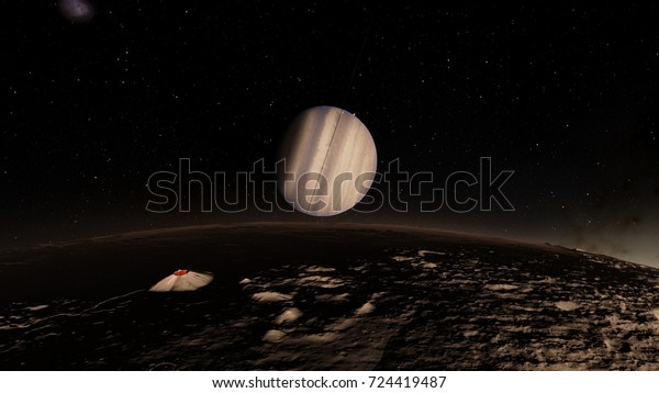 Exoplanet with rings gas\
giant Saturn planet 3D illustration (Elements of this image\
furnished by\
NASA)