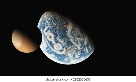 Exoplanet With Satellite, Terrestrial Planet And Moon, 3d Rendering