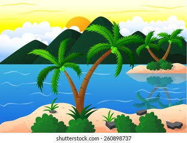 Exotic Beach Coconut Island Vacation Stock Illustration 260898737 ...