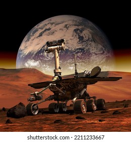 Expedition Rover Robot In The Mars, Elements Of This Image Furnished By Nasa 3d Illustration.