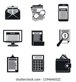 Expense Report Tax Icon Set. Simple Set Of Expense Report Tax Icons For Web Design On White Background