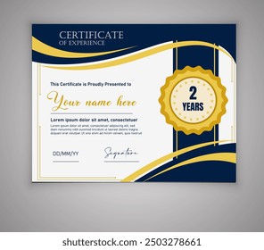 experience certificate template elegant curves stamp decor - Powered by Shutterstock