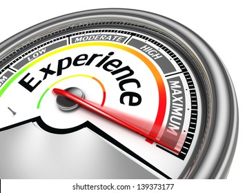 experience conceptual meter indicate maximum, isolated on white background