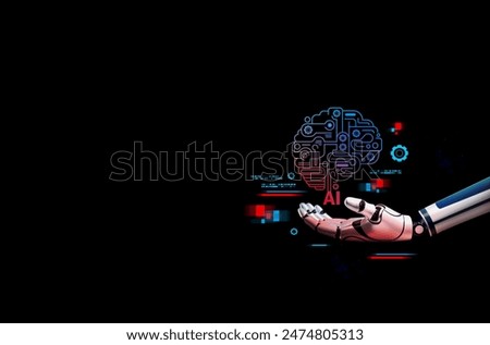 Experience the future of AI with this stunning 3D illustration featuring a futuristic robotic hand and a digital brain, symbolizing advanced technology and innovation