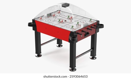 Experience hours of fun with this nostalgic tabletop hockey game featuring player figures, rods, and a sturdy frame.