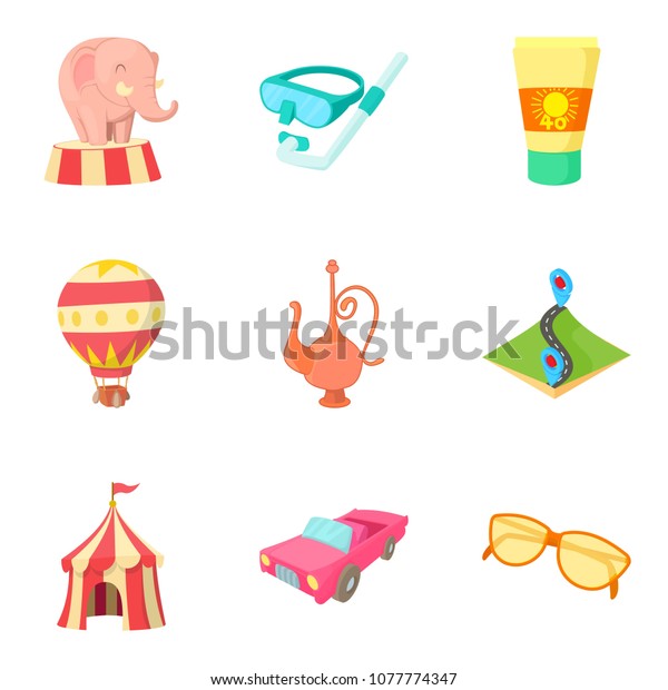 Experience icons set. Cartoon set of 9\
experience icons for web isolated on white\
background