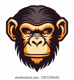 Experience the mesmerizing world of monkey chimpanzee orangutananimal design sticker logo minimalist simple illustration clipart icon vector jpg png white background.