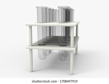 
Experiment tubes with stand. Isolated on white. Clipping path. 3D Rendering.