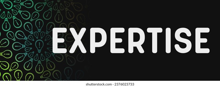 Expertise concept image with text and bulb symbols.