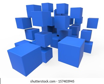 Exploded Blocks Showing Unorganized Puzzle And Explosion