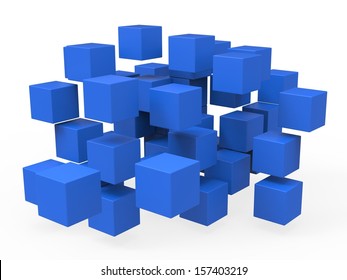 Exploded Blocks Shows Unorganized Puzzle And Explosion