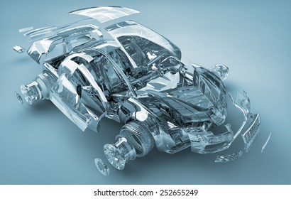 Exploded Transparent Car