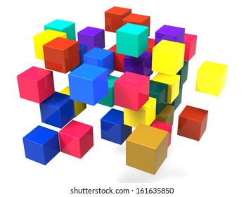 Exploding Blocks Shows Scattered Puzzle And Explosion