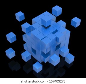 Exploding Blocks Shows Unorganized Puzzle And Explosion