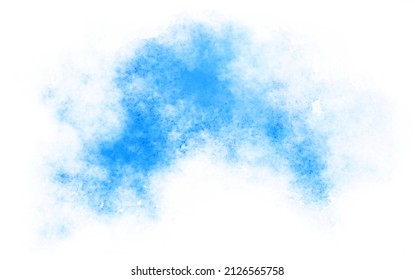 Exploding Blue Watercolor Abstract Background On White Background.  Hand Drawn Art On Paper.  For Website Decoration Cards Wallpaper Banners Games Books Seasons Templates