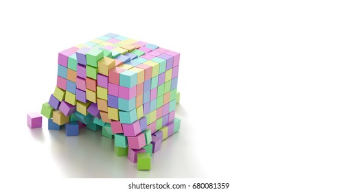 Exploding cubes, original 3d rendering