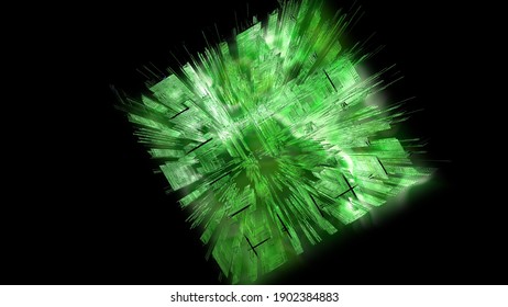Exploding Glowing Green Chip with Lightning