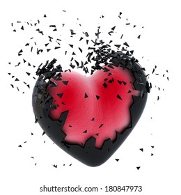 Exploding Heart. Isolated