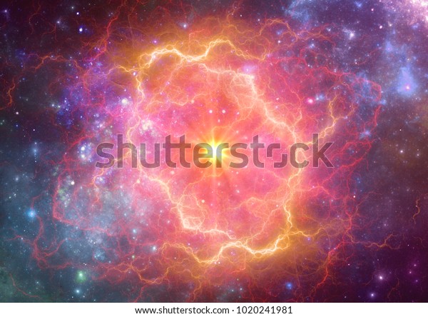 宇宙で超新星を爆発させ 星雲を形成 のイラスト素材