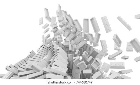 Exploding toy bricks, original 3d rendering
