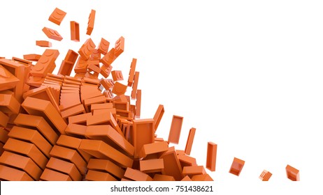 Exploding toy bricks, original 3d rendering