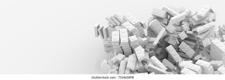 Exploding toy bricks, original 3d rendering