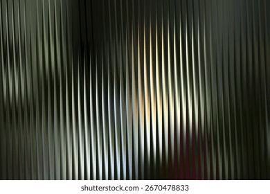 Explore a captivating abstract composition featuring a dense arrangement of vertical lines. Subtle hues of green and yellow intermingle with shades of grey