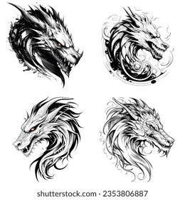 Explore the captivating world of fantasy with this intricately designed dragon head illustration. Perfect for adding a touch of mythical allure to your creative projects with a sense of awe and wonder