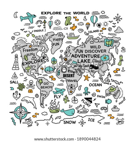 Explore the worl, a map of the worl for children background
