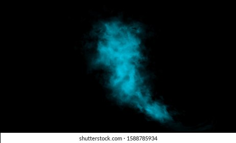 Explosion Blue Smoke Bomb On Isolated Black Background. Smoking Cigarette Smoke. Abstract Texture Overlays. Stock Illustration.