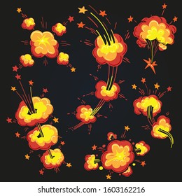 Comic Book Explosion Bombs Blast Set: Stock-Vektorgrafik (Lizenzfrei ...