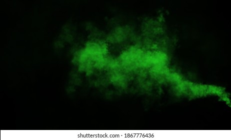 Explosion Chemistry Green Smoke Bomb On Isolated Background. Freezing Dry Fog Bombs Texture Overlays. Stock Illustration.