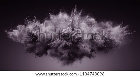 Explosion of cloudy dust. Freeze motion of color powder exploding. 3D Illustration