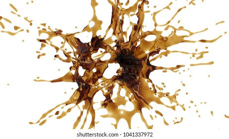 Explosion Of Cola Liquid. 3d Rendering