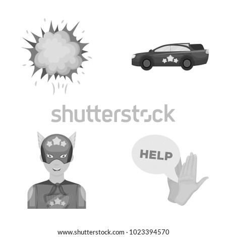 Explosion, fire, smoke and other web icon in monochrome style.Superman, superforce, cry, icons in set collection.