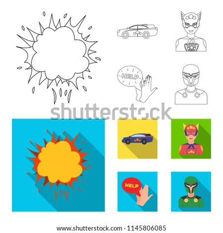 Explosion, fire, smoke and other web icon in outline,flat style.Superman, superforce, cry, icons in set collection.