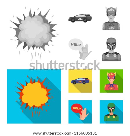 Explosion, fire, smoke and other web icon in monochrome,flat style.Superman, superforce, cry, icons in set collection.