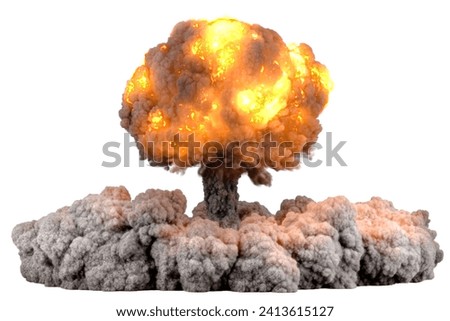 Explosion nuclear bomb. Atom Bomb Explosion, 3D rendering isolated on white background 