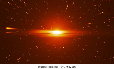 Explosion in outer space. Big Bang. Supernova. Birth of the Universe. Starbursts. Flight through the stars. 3D Illustration