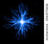 Explosion of pure power and electricity in the dark blue plasma electrical energy