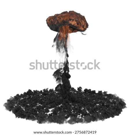 Explosion from rocket, bomb 3D render. Three-dimensional illustration.