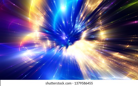 Explosion star with particles. Beautiful abstract illustration with rays. Abstract background multicolored.