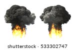 Explosions on white mushroom cloud 3d illustration
