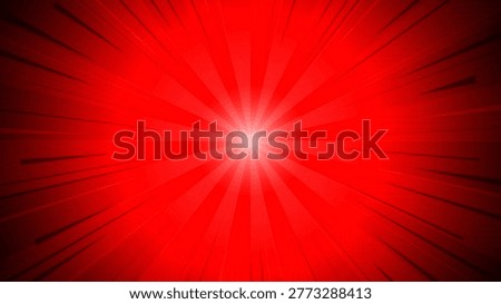 Explosive red sunburst effect emanating from the center, enhanced by comic-style halftone dots and sharp graphic lines.
