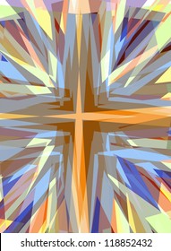 Explosive religious cross starburst background