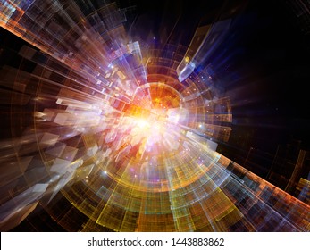 Explosive Technology. Bright math-generated abstract radial elements to illustrate concept of rapid expansion on the subject of science, education and technology.