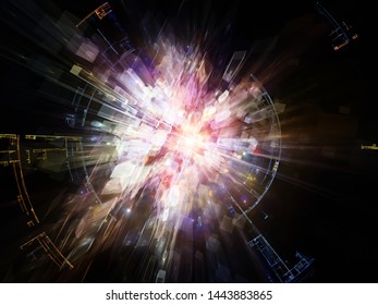 Explosive Technology. Bright math-generated abstract radial elements to illustrate concept of rapid expansion on the subject of science, education and technology.