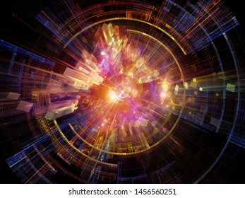 Explosive Technology. Bright math-generated abstract radial elements to illustrate concept of rapid expansion on the subject of science, education and technology.