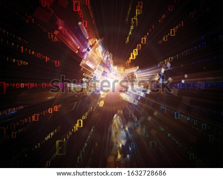 Exponential Burst. Bright math-generated abstract radial elements to illustrate concept of rapid expansion on the subject of science, education and technology.